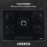 Arebos 5 Flammen Erdgas Propangas – Gasherd, 5 Kochzonen – Bild 4