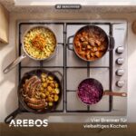 Arebos | inkl. Topfträger & Zündsicherung | Autark Gasherd – Gasherd Edelstahl, 4 Kochzonen – Bild 4