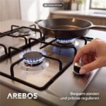 Arebos | inkl. Topfträger & Zündsicherung | Autark Gasherd – Gasherd Edelstahl, 4 Kochzonen – Bild 6