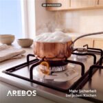 Arebos | inkl. Topfträger & Zündsicherung | Autark Gasherd – Gasherd Edelstahl, 4 Kochzonen – Bild 9