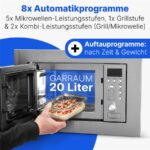 Bomann MWG 2215 EB INOX 20L – Mikrowelle, 20 l, 800 W, mit Grill – Bild 6
