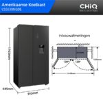 CHiQ CSS530NGDE Touch Bedienung und Wasserspender – Side-by-Side-Kühlschrank, 525 l, Energieeffizienzklasse E, No Frost – Bild 3