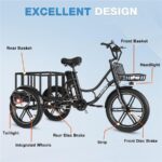 Elekgo 20 Zoll E Bike Dreirad – E-Bike (Lastenrad), 250 W, 48 V / 18 Ah (864 Wh), bis 60 km Reichweite (Art.-Nr. 142725450) – Bild 6
