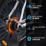 Evercross Tech EK15 Shimano 7-Gang Mountainbike – E-Bike (Mountainbike), 250 W, 36 V / 10,4 Ah (374 Wh), bis 90 km Reichweite – Bild 9