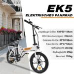 Evercross Tech EK5 Faltbares E Bike – E-Bike (Citybike), 250 W, 36 V / 13 Ah (468 Wh), bis 65 km Reichweite – Bild 9