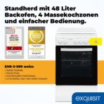 Exquisit EH9-3-090 – Elektroherd, 4 Kochzonen, Energieeffizienzklasse A – Bild 2