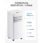 Flystar 9000 BTU/h 4-in-1 Kühler – Mobiles Klimagerät, 9000 BTU/h, bis 20 m², Energieeffizienzklasse A+ – Bild 2