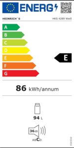 Heinrichs Heinrich´s 94L – Mini Kühlschrank, Energieeffizienzklasse E – Bild 7