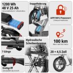 Hitway BK28 All Terrain Bike – Pedelec (All Terrain Bike), 250 W, 48 V / 25 Ah (1200 Wh), bis 100 km Reichweite – Bild 2