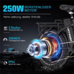 Hitway BK6S PRO Kompakt-/Faltrad – E-Bike (Faltrad), 250 W, 48 V / 18 Ah (864 Wh), bis 140 km Reichweite – Bild 4