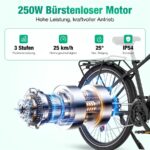 Hitway BK7SPro Citybike – E-Bike (Citybike), 250 W, 36 V / 12,8 Ah (461 Wh), bis 80 km Reichweite – Bild 4