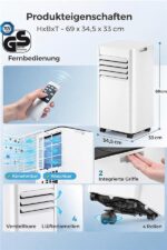 Jung Lifeair 9000BTU Weiß – Mobiles Klimagerät, 9000 BTU/h, bis 20 m², Energieeffizienzklasse A – Bild 7