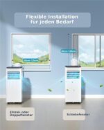 Jung TV03 Weiß – Mobiles Klimagerät, 7000 BTU/h, bis 65 m², Energieeffizienzklasse A – Bild 2